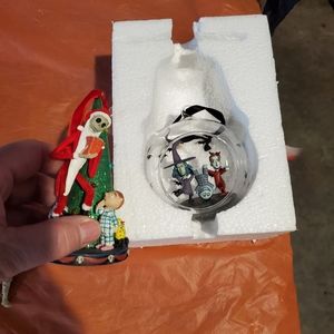 NIGHTMARE BEFORE CHRISTMAS JACK AND LOCK,SHOCK AND BARREL ORNAMENTS